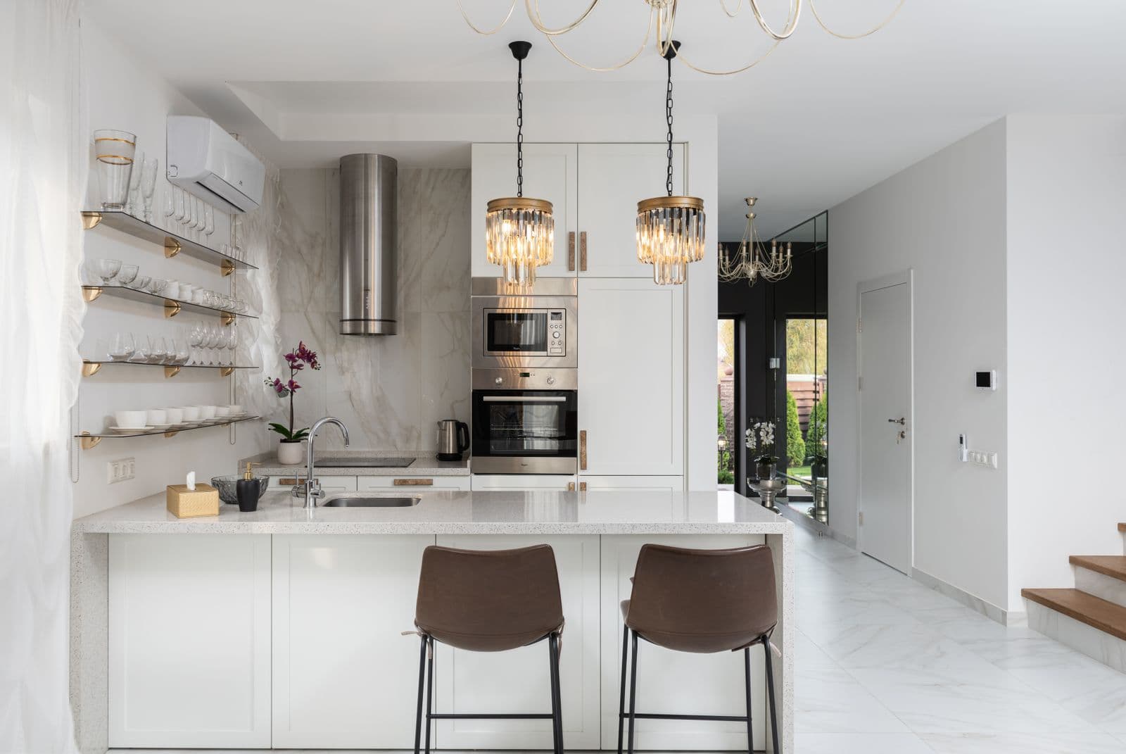 Newly fitted kitchen with island